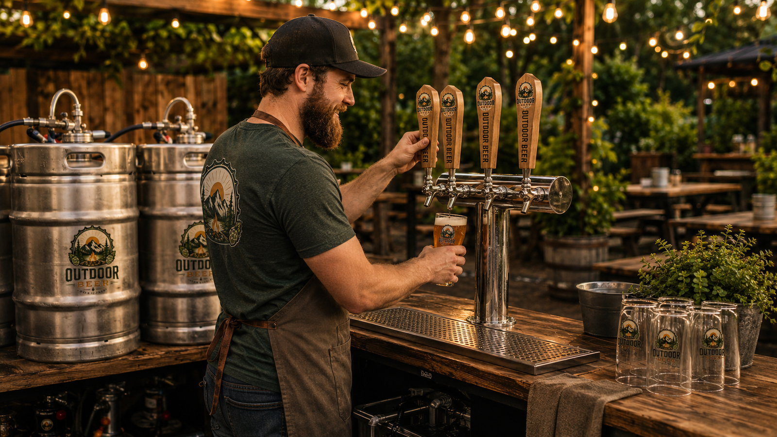 Outdoor Beer keg service concept